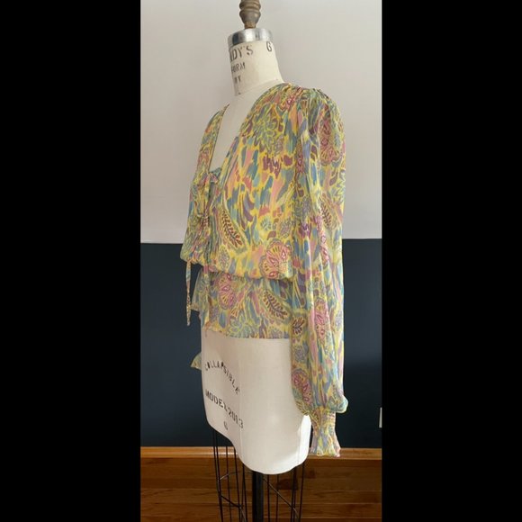 Ramy Brook Evie Printed Tie Front Blouse - Picture 3 of 4